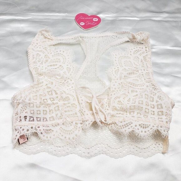 VS Dream Angels Lace Up Ivory Bralette Small - Picture 2 of 5